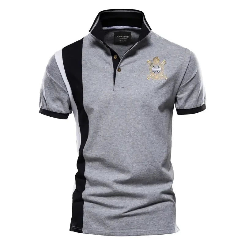 AIOPESON 100% Cotton Badge Embroidery Polo Shirts - ShopHub