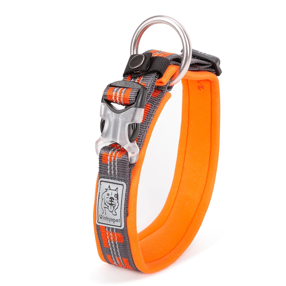TRUELOVE Pet Collar Best Neoprene Padded 3M Reflective Dog Collar for Large Medium Small Bonus Dog Tracker Tag Feature YC1854