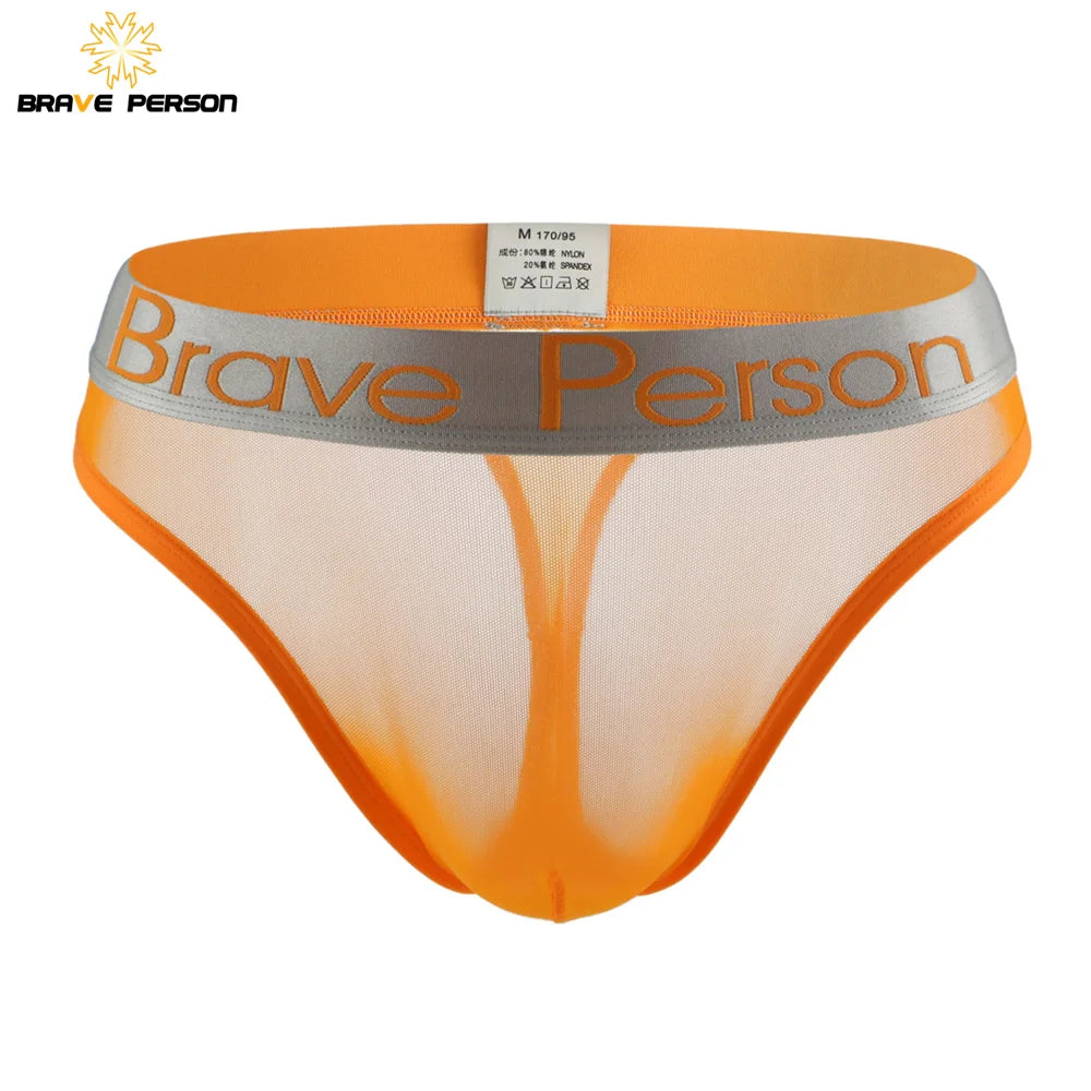 BRAVE PERSON Transparent Men's Briefs - Low-Waist Mesh Gauze Breathable Underwear