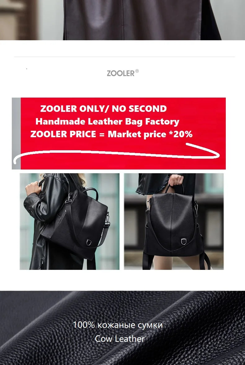 ZOOLER Hot Seller Women Cow Backpack 100% Genuine Leather Backpack Causal School Bags Travel Cowskin Female Backpacks#Z186