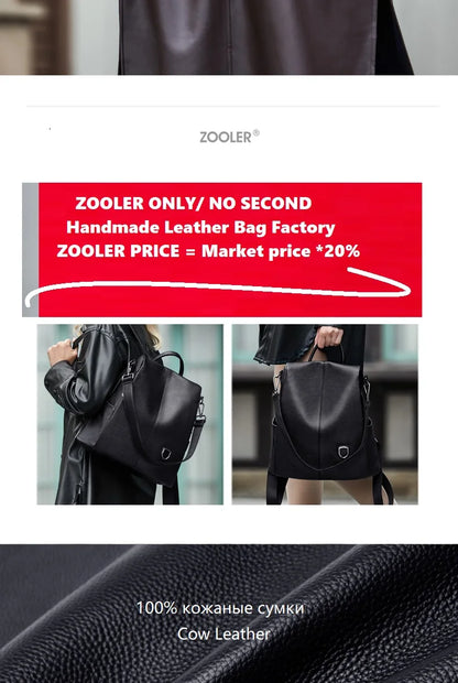 ZOOLER Hot Seller Women Cow Backpack 100% Genuine Leather Backpack Causal School Bags Travel Cowskin Female Backpacks#Z186