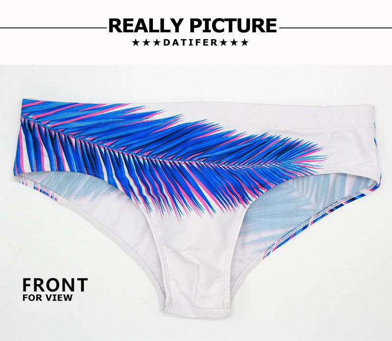 DATIFER Mens Low Waist Sexy Print Swim Briefs