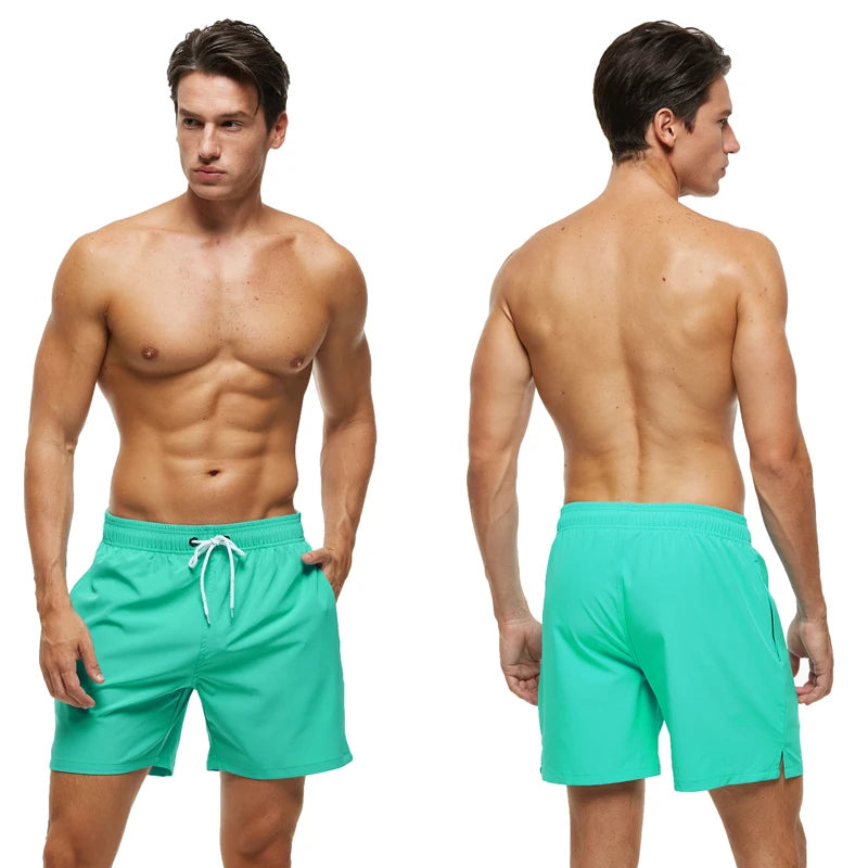 Men's summer boardshorts by Datifer, breathable polyester swim trunks with mesh liner, side pockets, ideal for gym and beach activities.