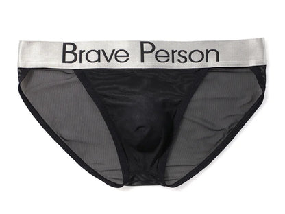 BRAVE PERSON Sexy Transparent Men's Briefs - Breathable Mesh Low-Waist Underwear for Ultimate Comfort