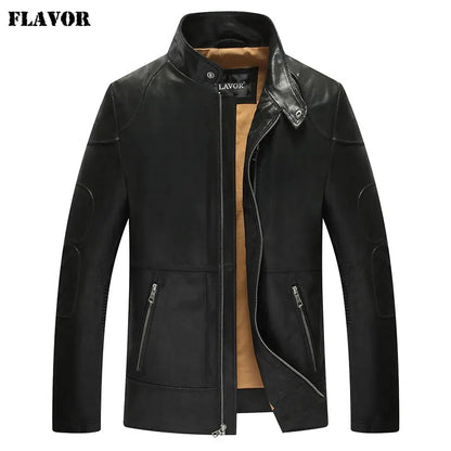 FLAVOR Men's Stand-Collar Leather Jacket – Urban Reserve