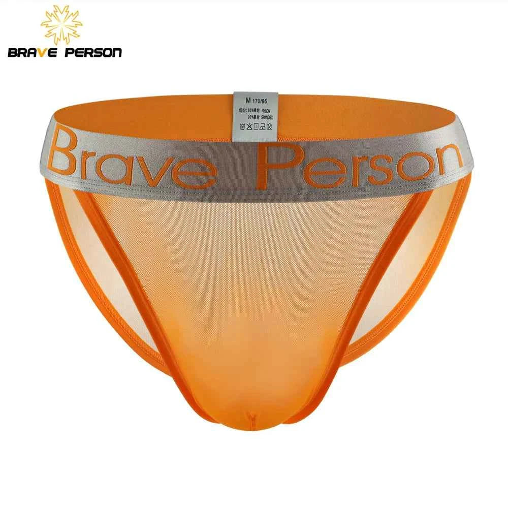 BRAVE PERSON Sexy Transparent Men's Briefs - Breathable Mesh Low-Waist Underwear for Ultimate Comfort