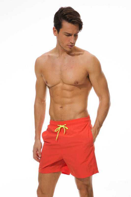 Men's breathable boardshorts by ShopHub NZ in solid color with elastic waist, suitable for swimming and beachwear.