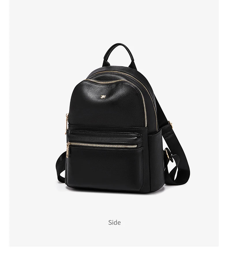 FOXER Brand  Women Cute Fashion Backpack Lady Leather +Microfiber Simple Travel School Bag Book Purse Quality Soft Daypack Gift