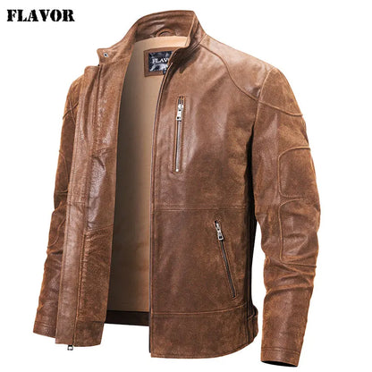 FLAVOR Men's Stand-Collar Leather Jacket – Urban Reserve
