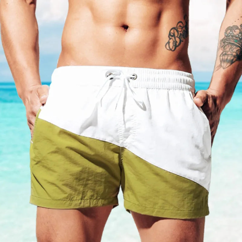 DESMIIT S7 Contrast Patchwork Swim Shorts with Mesh Liner