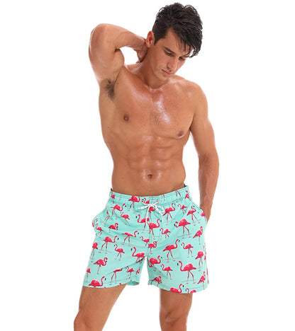 Men's Datifer Brand beach shorts with quick-dry fabric, ideal for surfing, swimming, or athletic activities in a vibrant summer design.