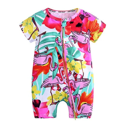 Kids Tales Playful Prints Cotton-Blend Short-Sleeve Baby Romper