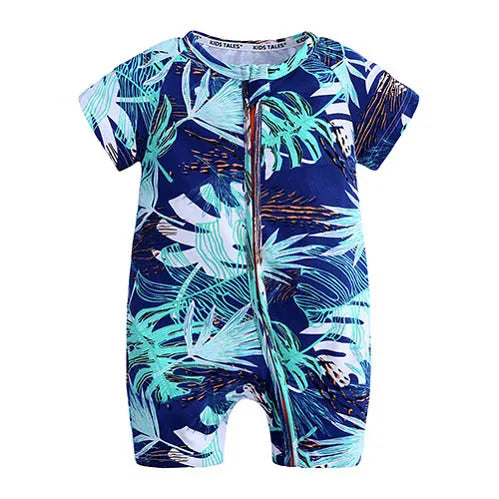 Kids Tales Playful Prints Cotton-Blend Short-Sleeve Baby Romper