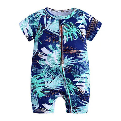 Kids Tales Playful Prints Cotton-Blend Short-Sleeve Baby Romper