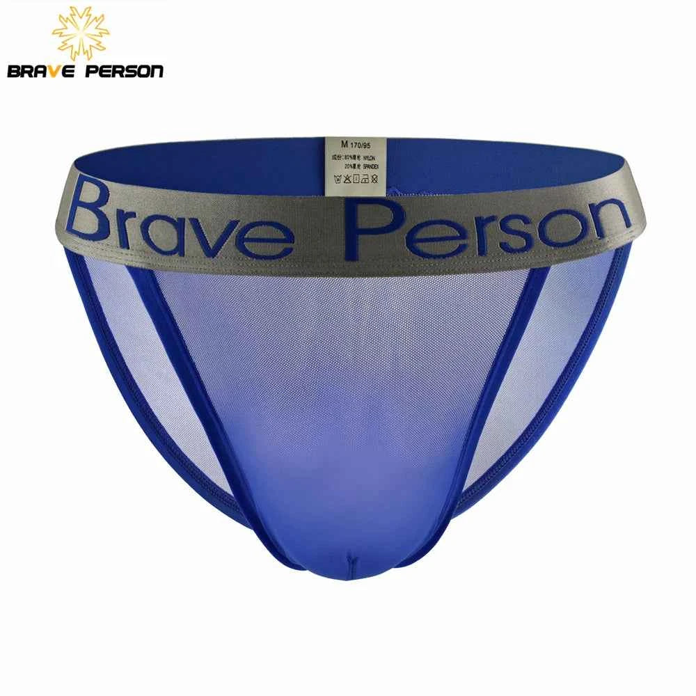 BRAVE PERSON Sexy Transparent Men's Briefs - Breathable Mesh Low-Waist Underwear for Ultimate Comfort