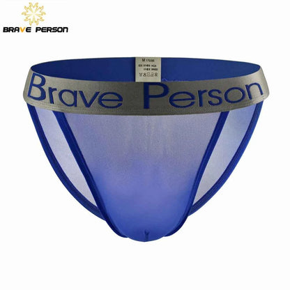 BRAVE PERSON Sexy Transparent Men's Briefs - Breathable Mesh Low-Waist Underwear for Ultimate Comfort