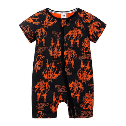 Kids Tales Playful Prints Cotton-Blend Short-Sleeve Baby Romper