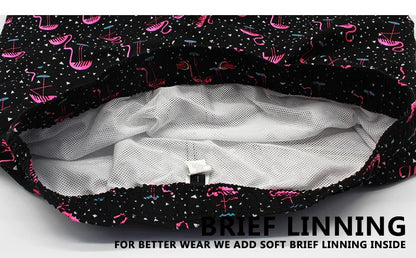 Men's polyester boardshorts by ShopHub NZ featuring vibrant print, ideal for surfing, swimming, and beachwear activities.