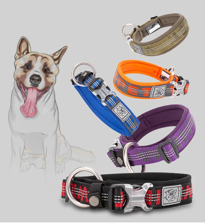 TRUELOVE Pet Collar Best Neoprene Padded 3M Reflective Dog Collar for Large Medium Small Bonus Dog Tracker Tag Feature YC1854