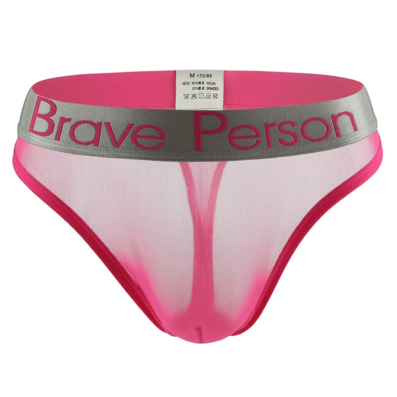 BRAVE PERSON Transparent Men's Briefs - Low-Waist Mesh Gauze Breathable Underwear