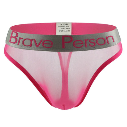 BRAVE PERSON Transparent Men's Briefs - Low-Waist Mesh Gauze Breathable Underwear