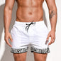 DESMIIT S8A Letter-Print Swim Shorts with Mesh Liner