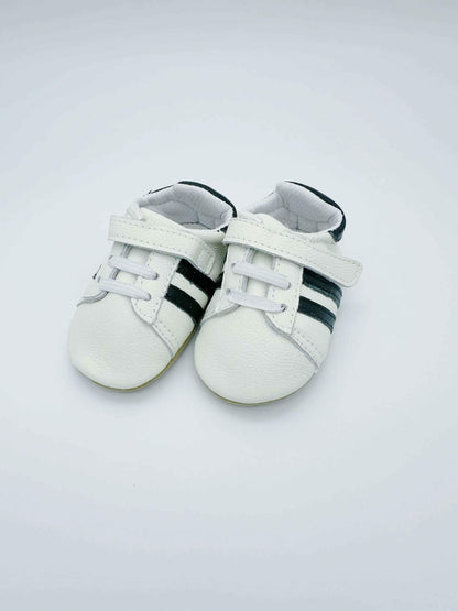 Sporty White Baby Leather Flat Shoes