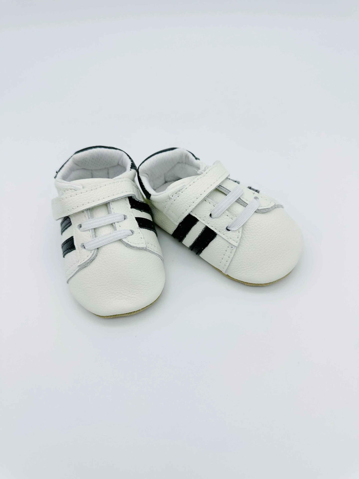 Sporty White Baby Leather Flat Shoes