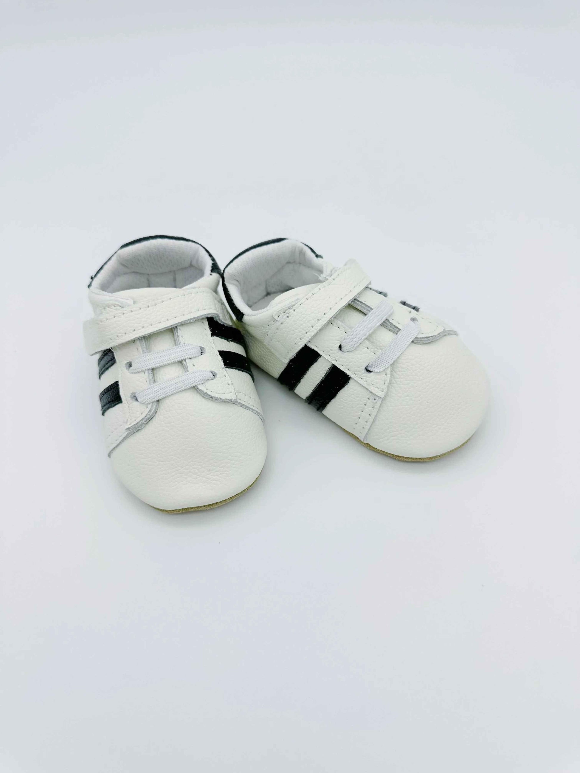 Sporty White Baby Leather Flat Shoes