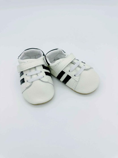 Sporty White Baby Leather Flat Shoes
