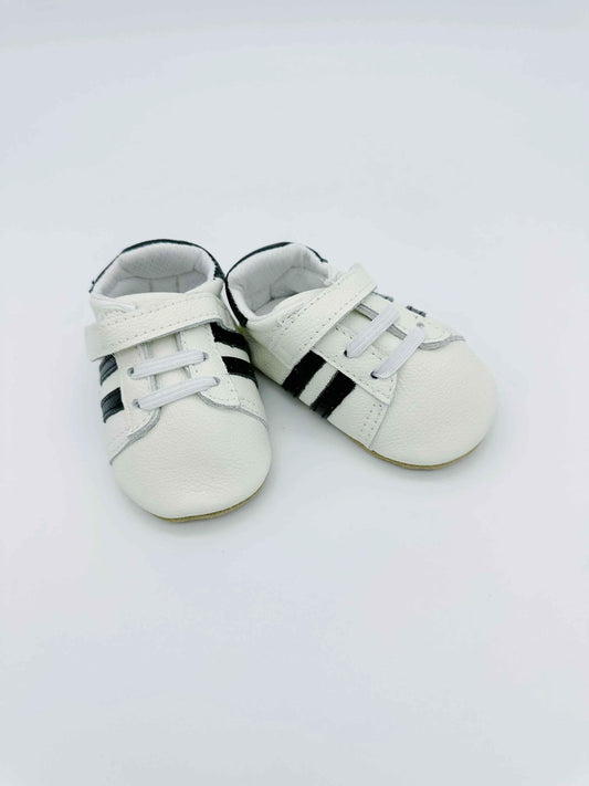 Sporty White Baby Leather Flat Shoes