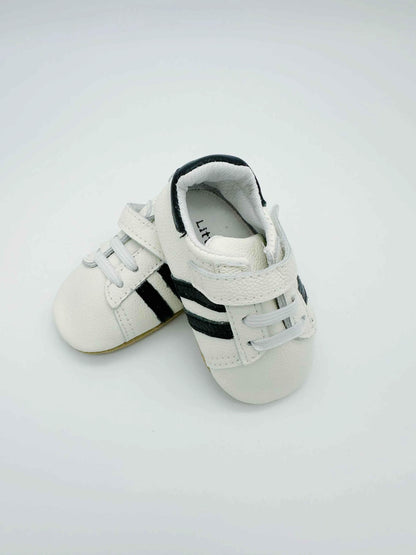 Sporty White Baby Leather Flat Shoes