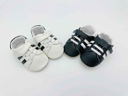 Sporty Black Baby Leather Flat Shoes