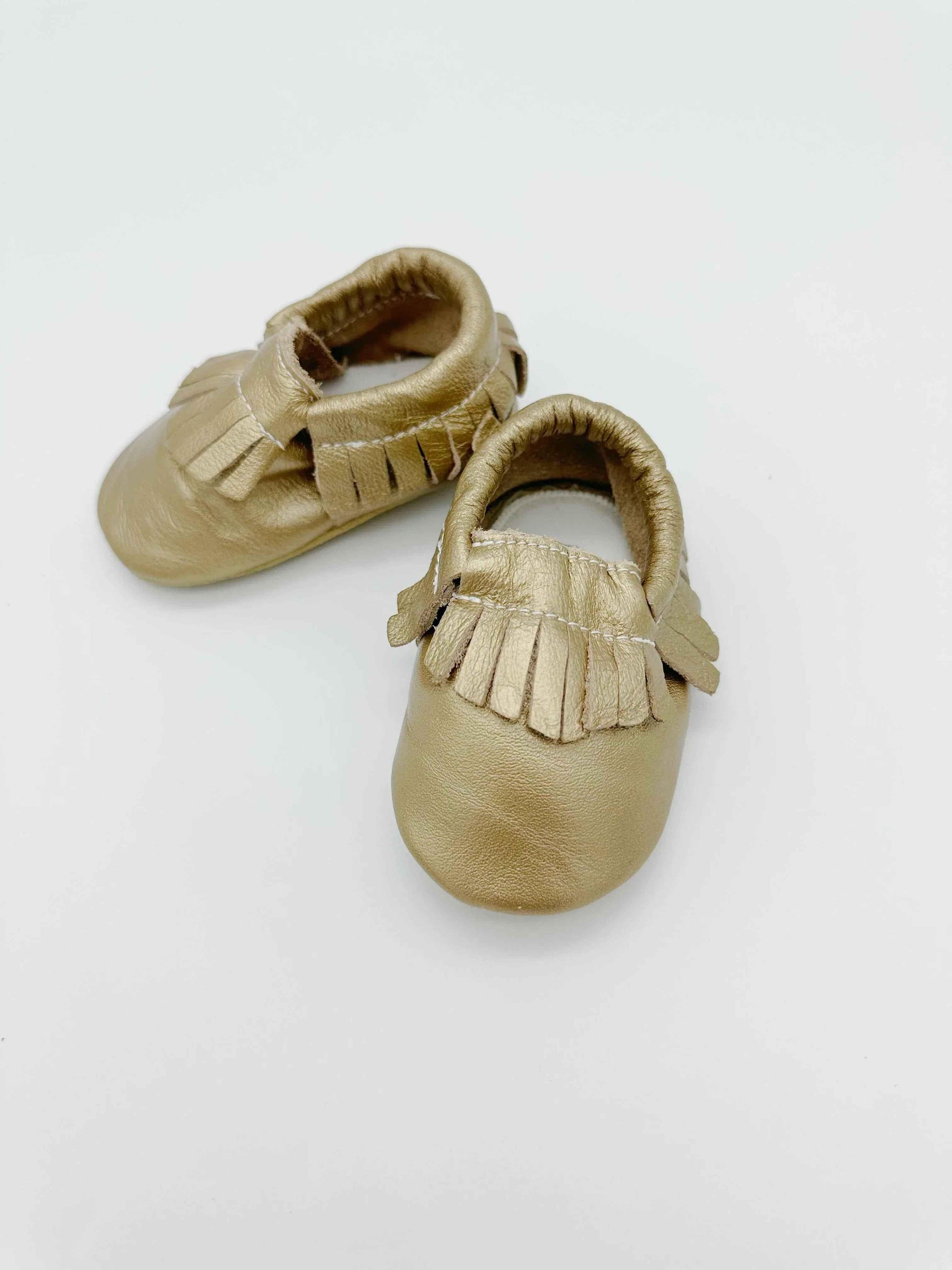 Fringe Gold Baby Leather Flat Shoes