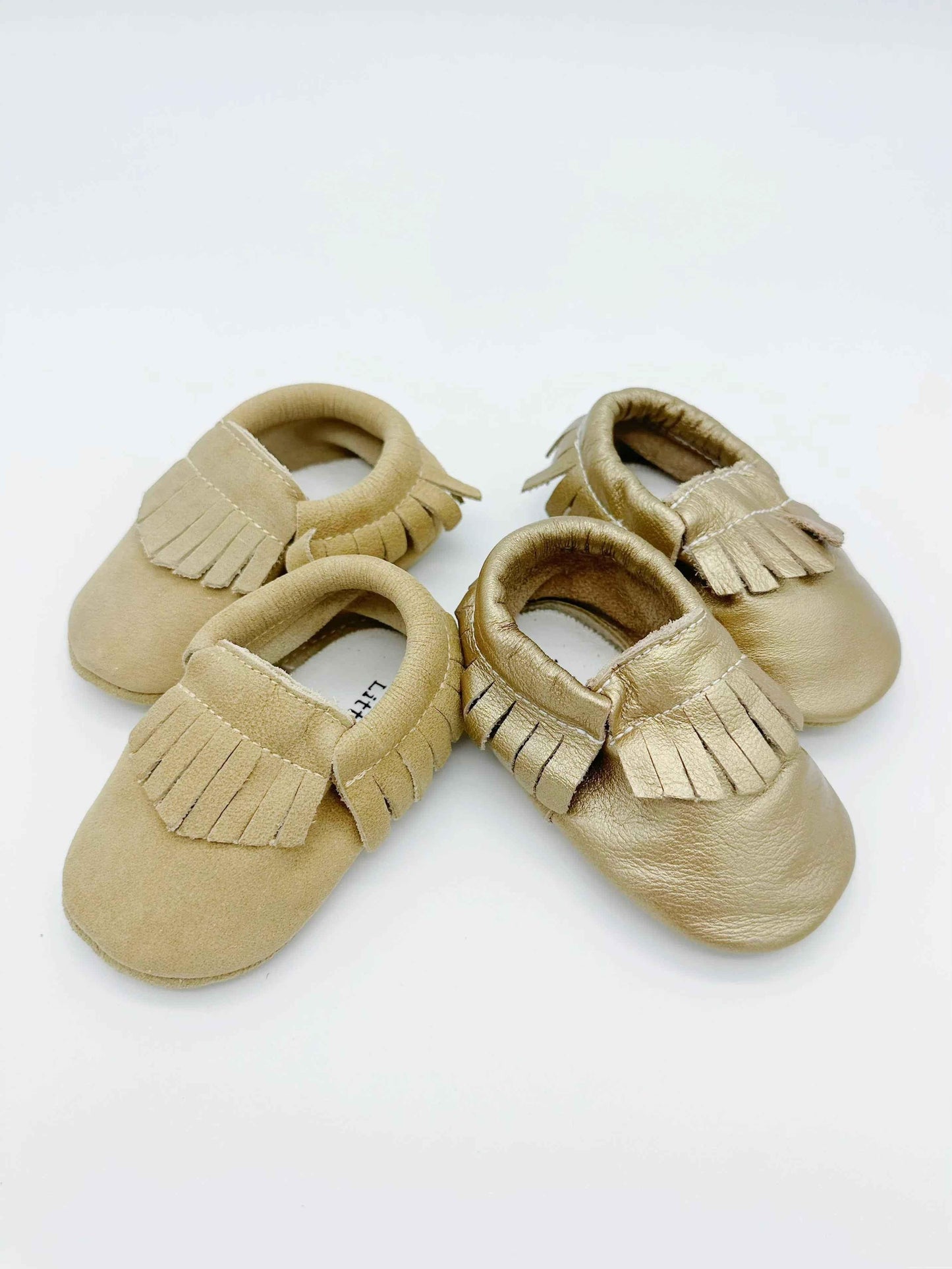 Fringe Gold Baby Leather Flat Shoes