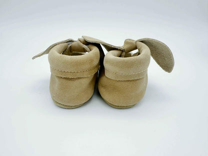 Bow Beige Baby Leather Flat Shoes
