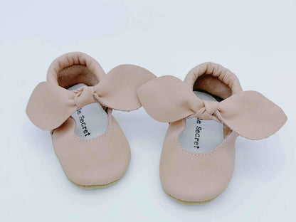 Bow Pink Baby Leather Flat Shoes