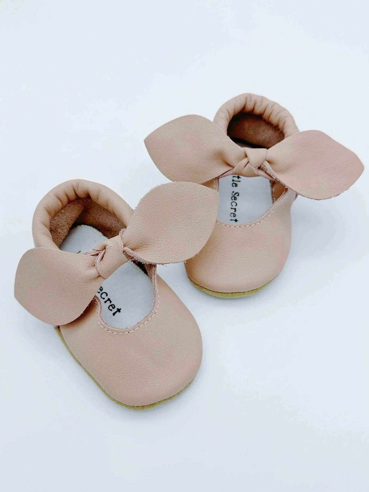 Bow Pink Baby Leather Flat Shoes
