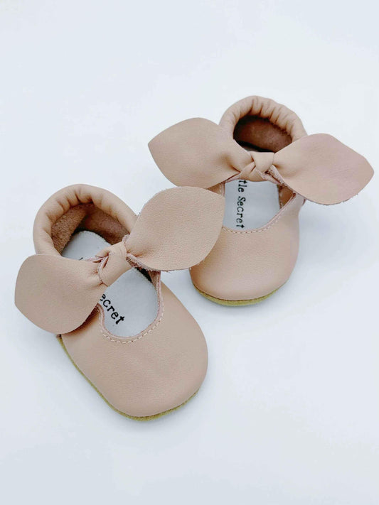 Bow Pink Baby Leather Flat Shoes