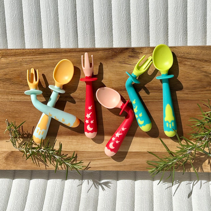 Bendable Baby Fork and Spoon Set - Self-Feeding Utensils