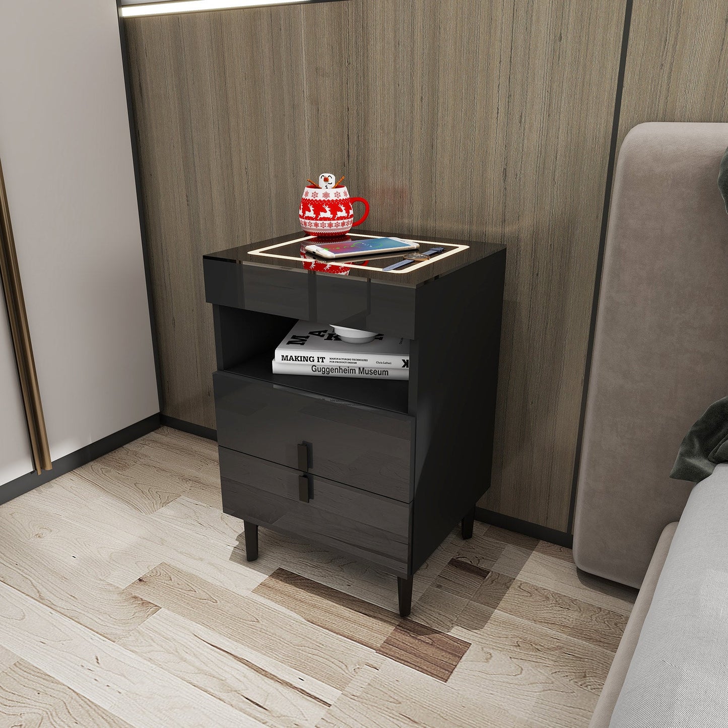 'Nicola' Smart Bedside Table with Intelligent Wireless Charging sue-e furniture