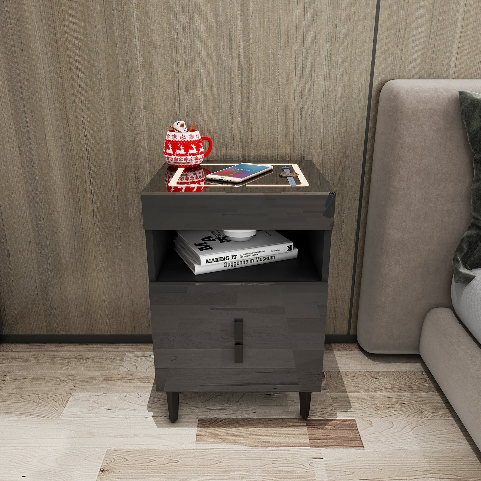 'Nicola' Smart Bedside Table with Intelligent Wireless Charging sue-e furniture