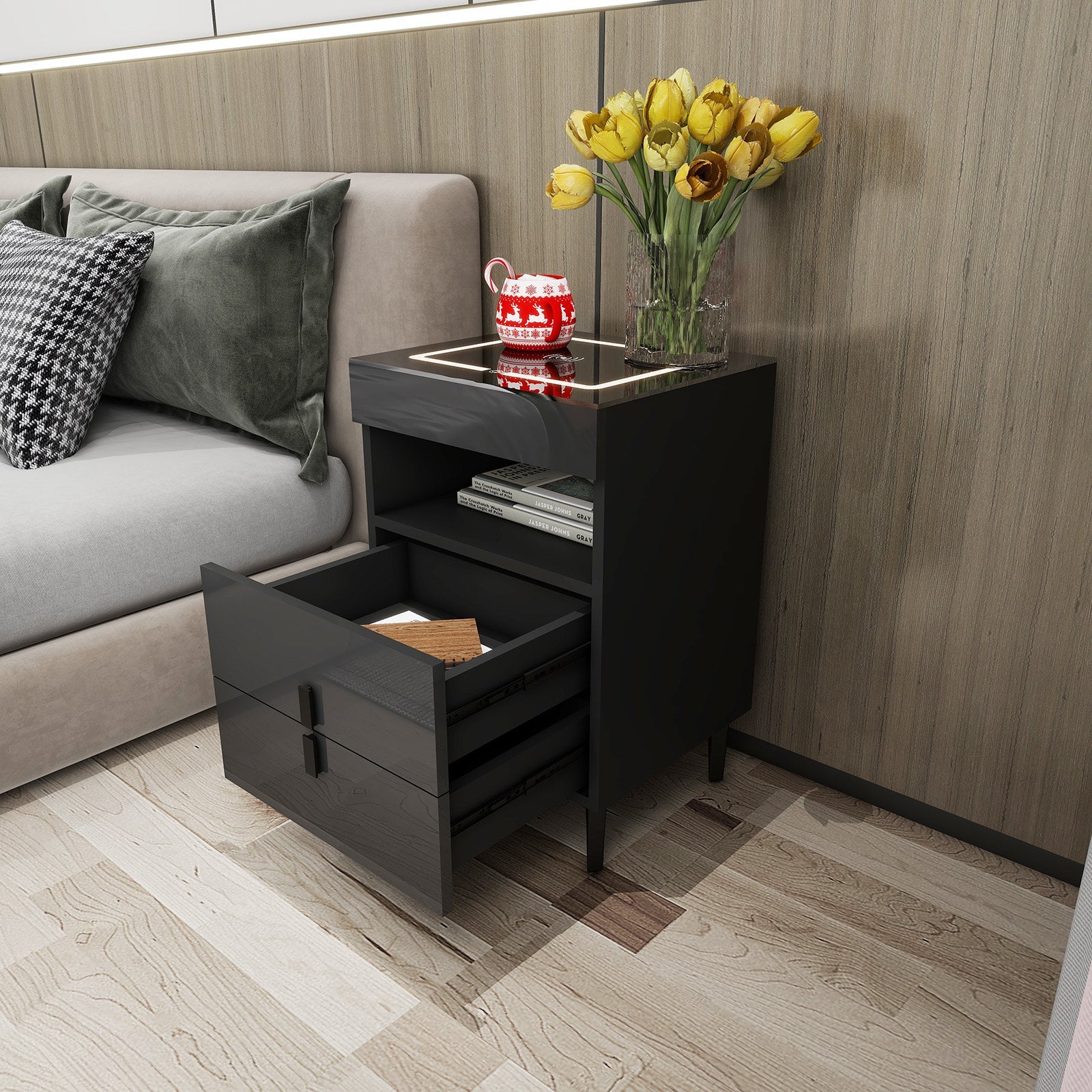 'Nicola' Smart Bedside Table with Intelligent Wireless Charging sue-e furniture