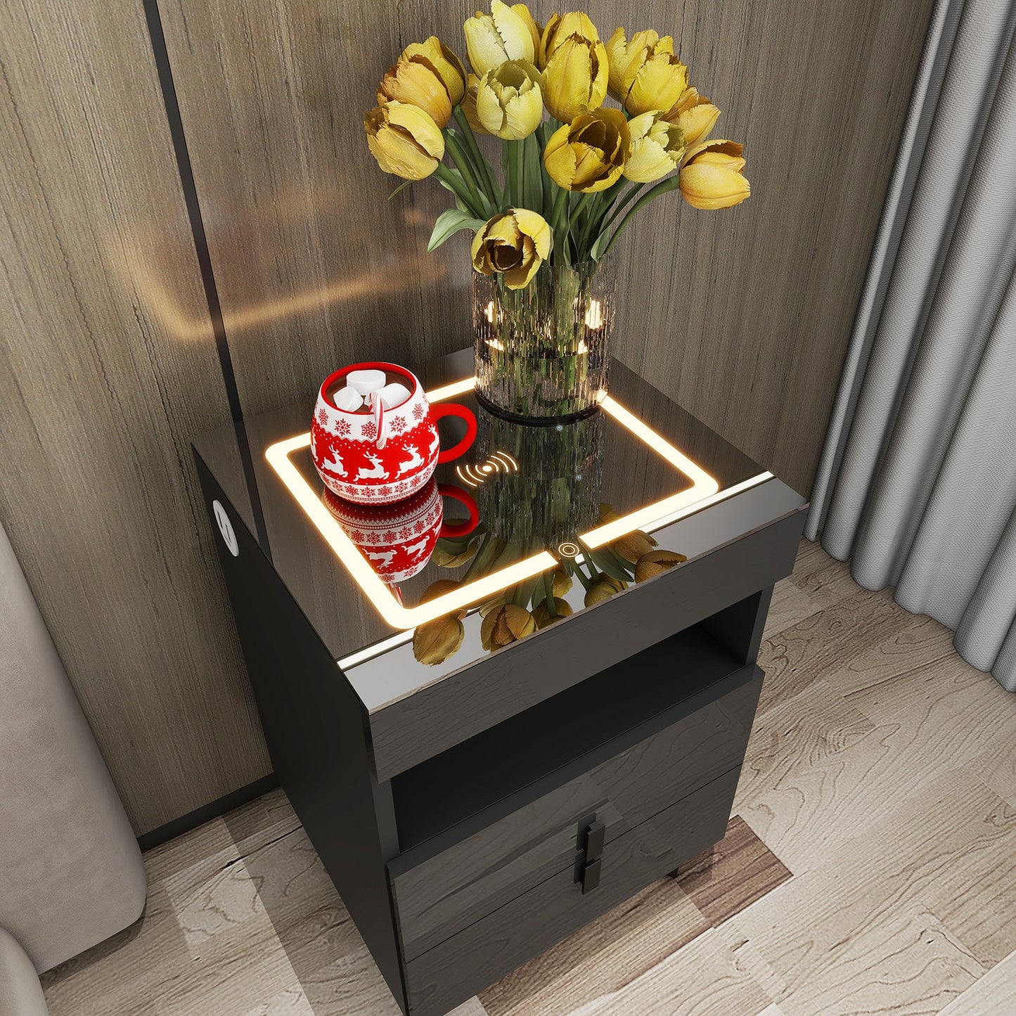 'Nicola' Smart Bedside Table with Intelligent Wireless Charging sue-e furniture