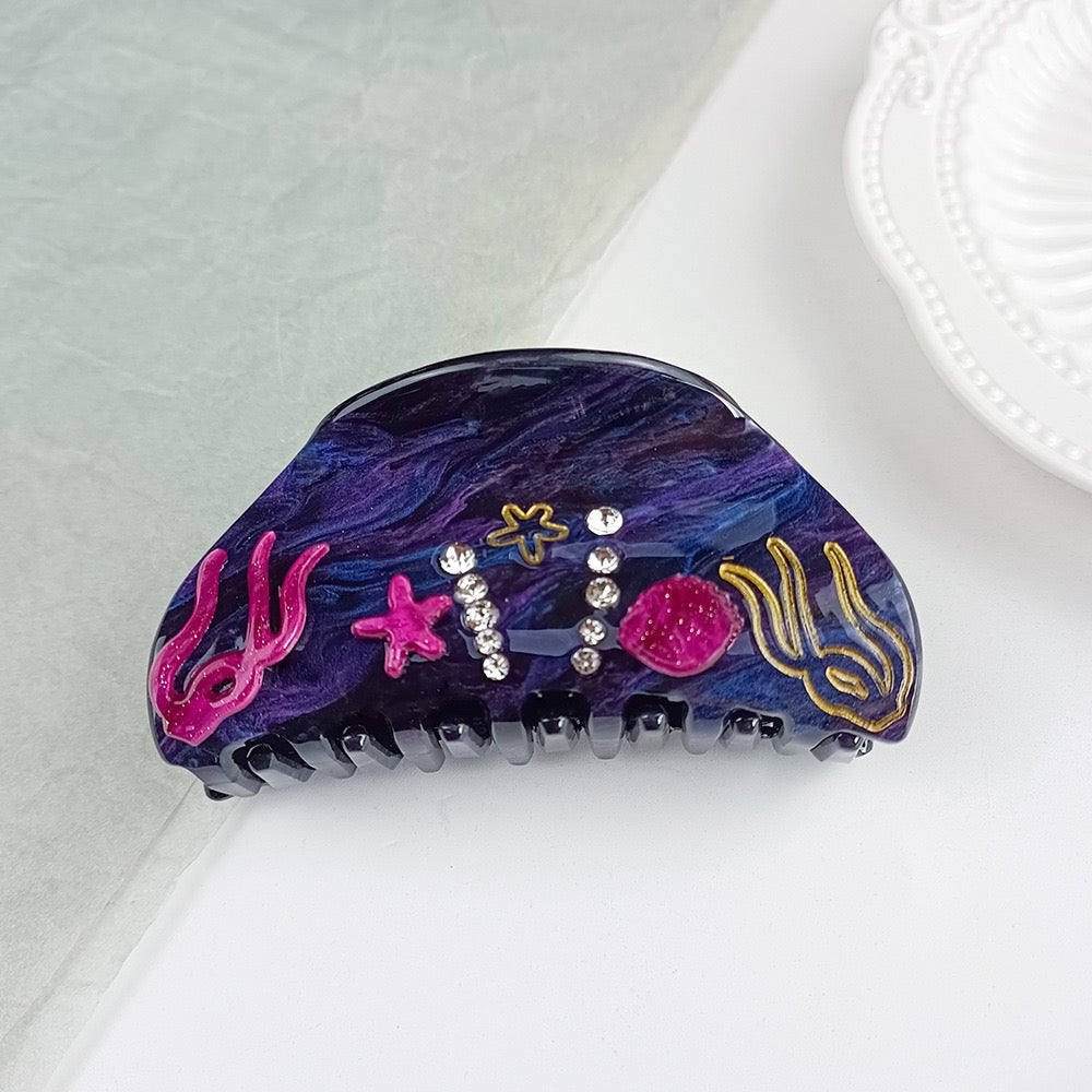 PAWSOME PETS NEW YORK Hand-painted OCEAN VIBES Claw Hair Clip #3 | Eco-Friendly-0