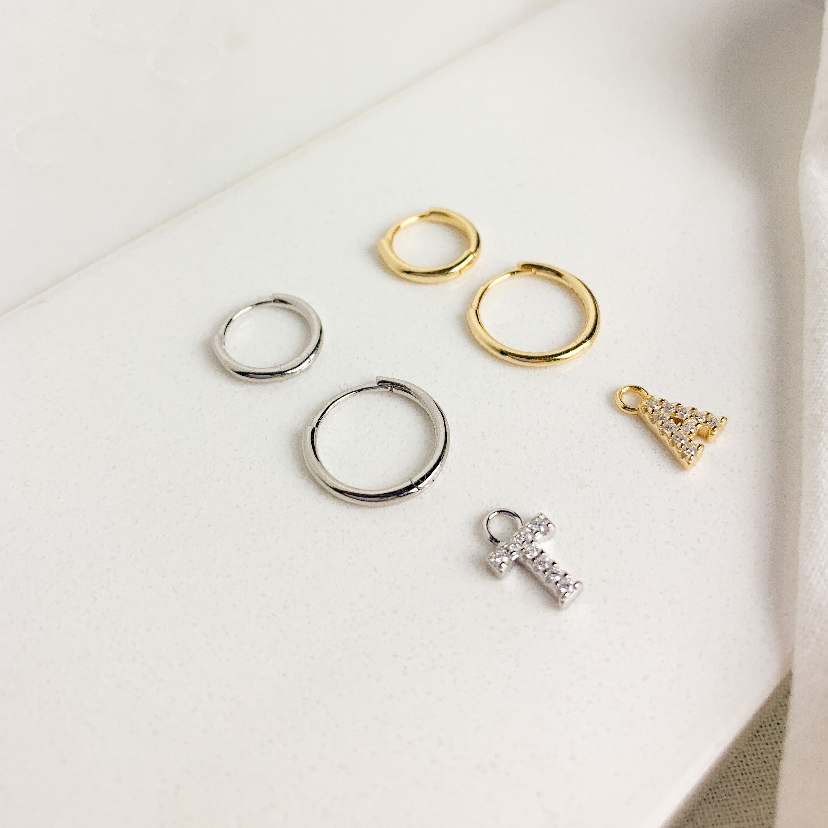 MINI HOOPS with LETTER CHARMS-1