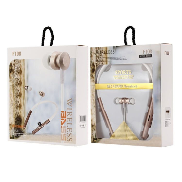 F108 Bluetooth 4.2 Hanging Neck Design Bluetooth Headset, Support Music Play & Switching & Volume Control & Answer