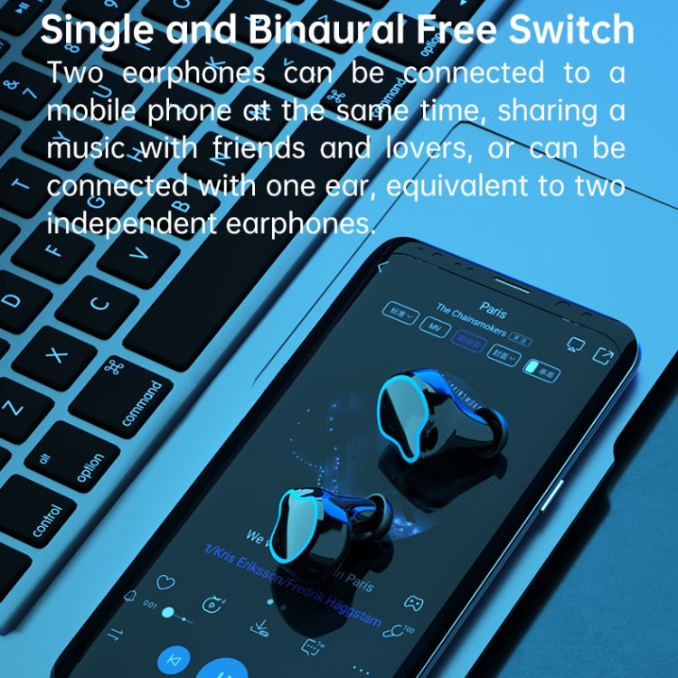 M9 Bluetooth 5.1 TWS Mirror Digital Display Wireless Bluetooth Earphone with Charging Box Flashlight , Support Touch & Siri & Battery Display