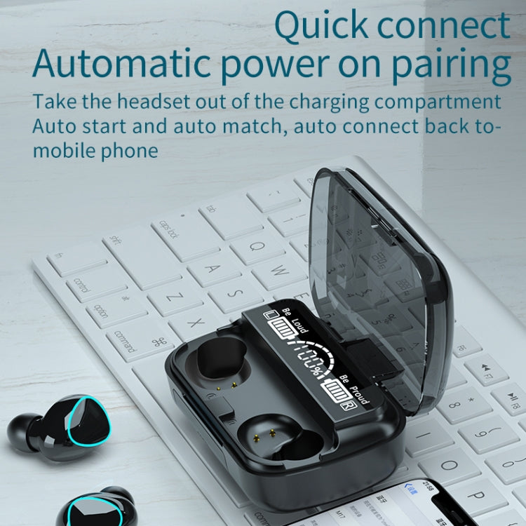 M10 Bluetooth 5.1 TWS Digital Display Wireless Bluetooth Earphone with Charging Box, Support Touch & Siri & Battery Display