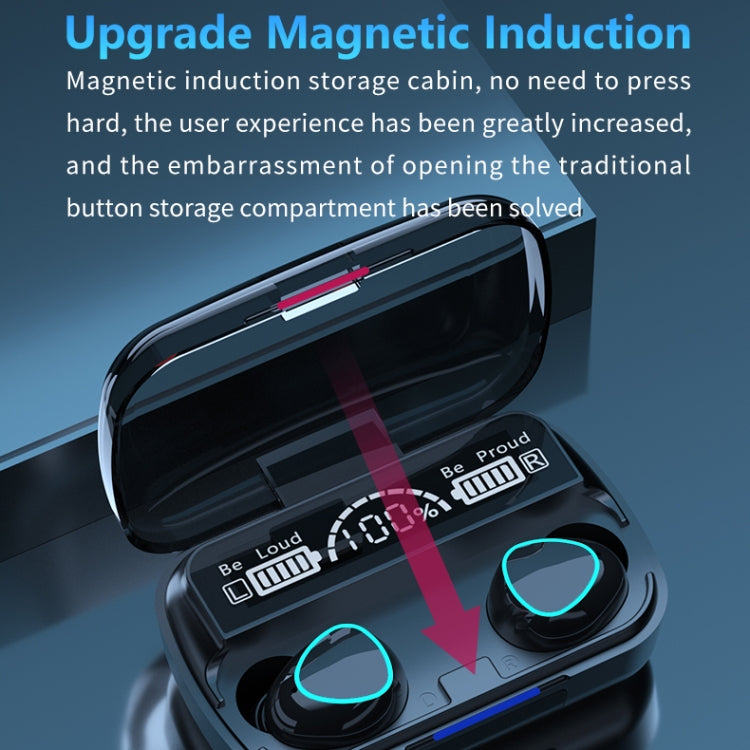 M10 Bluetooth 5.1 TWS Digital Display Wireless Bluetooth Earphone with Charging Box, Support Touch & Siri & Battery Display